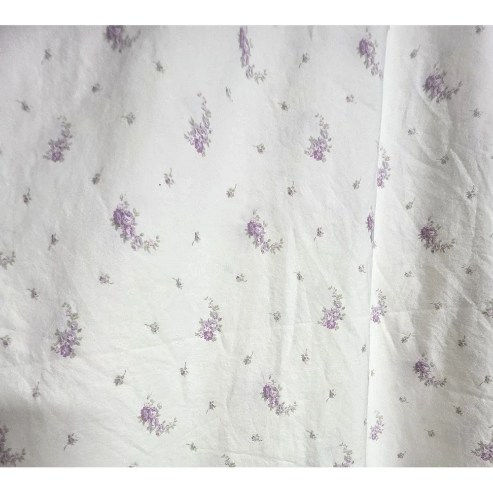 Simply Shabby Chic Flat Full Sheet Purple Floral Lavender Calico Cotton